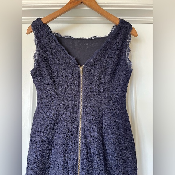 Adrianna Papell Women’s Size 8P 8 Petite Navy Blue Lace Sleeveless Sheath Dress - Picture 6 of 9